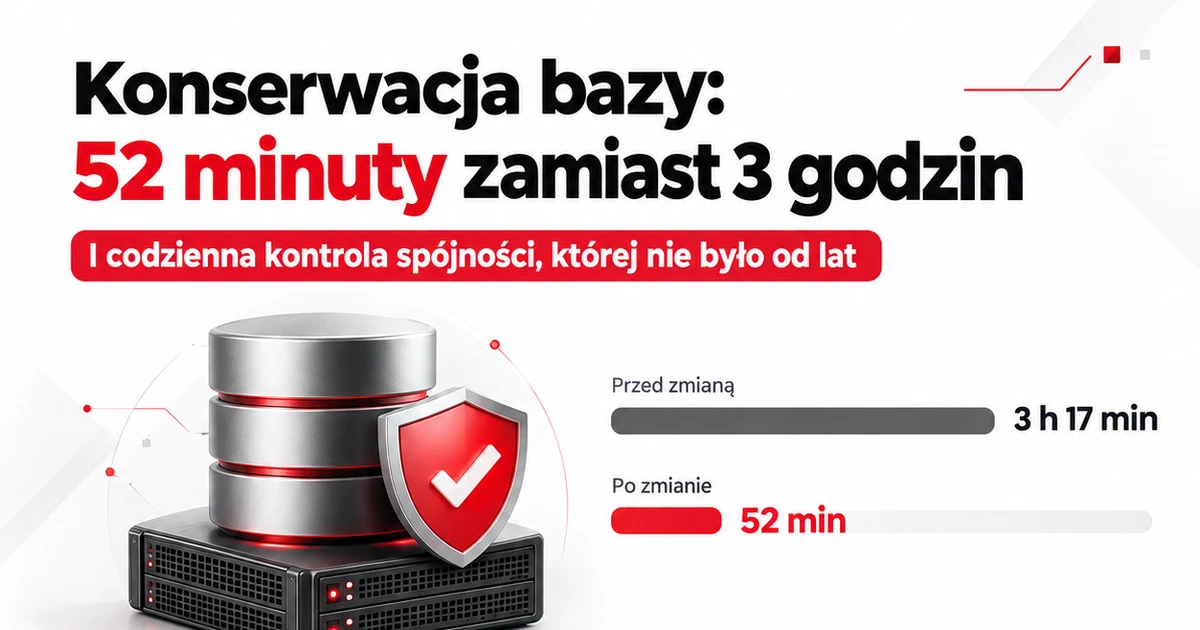 Konserwacja bazy: 52 minuty zamiast 3 godzin